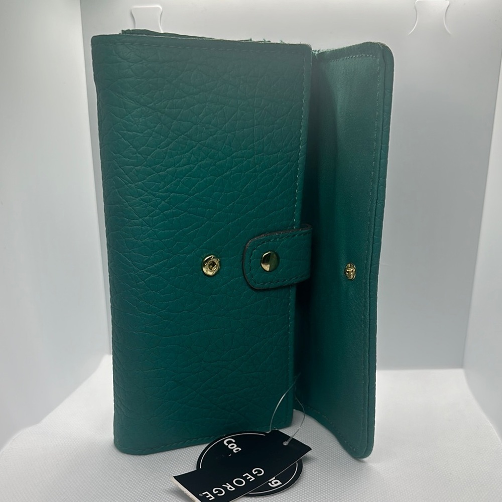 NWT George Leather Wallet Designer available colors :Green and Teal - Picture 3 of 16